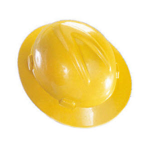 MSA 475366 V-Gard Yellow HDPE Fas-Trac 4-Point Ratcheting Suspension Full Brim Hardhat