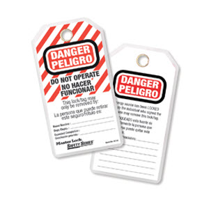 Master Lock 497AX DANGER DO NOT OPERATE Bilingual English/Spanish Lockout Tags with Ties: Package of 12
