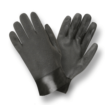 Cordova 5110SI 10\" Sandy finish Black Double-Dipped PVC Interlock Lined Glove: Gauntlet Wrists