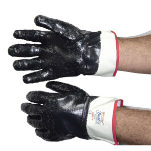 Best 7166R Nitri-Pro Fully Coated Rough Grip Navy Nitrile Gloves: Safety Cuffs