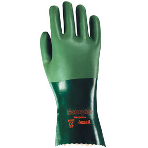 Ansell 8352 Scorpio Green Neoprene-Coated Gloves: Pinked Cuffs