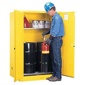 JUSTRITE 899060 60 Gallon Sure-Grip EX Rolling Drum Storage for Flammables and Hazardous Waste