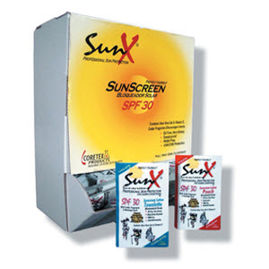 CoreTex 91661 SunX SPF30 Multi-Pack Sunscreen Towelettes: Wall-Mount Dispenser