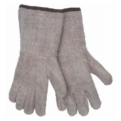 Memphis Glove 9432GFR 32 oz. HotLine Brown/White Loop-Out Premium Terrycloth Gloves: 5\" Gauntlet Wrists