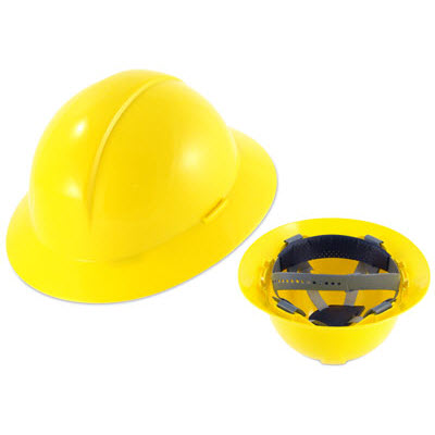 NORTH A49R-02 Everest Yellow HDPE 6-Point Ratcheting Suspension Full Brim Hardhat