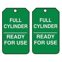 Accuform Signs MGT203PTP Accuform Signs 5 7/8" X 3 3/8" Green And White RP-Plastic Safety Sign "Full Cylinder/Ready For Use" (25