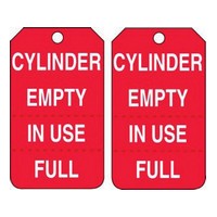 Accuform Signs MGT206PTP Accuform Signs 5 7/8" X 3 3/8" Red And White RP-Plastic Perforated Cylinder Status Tag "Cylinder Empty