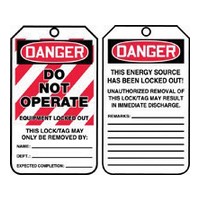 Accuform Signs MLT405CTP Accuform Signs 5 7/8\" X 3 1/8\" Red, Black And White PF-Cardstock Two-Sided Tagout Safety Tags \"Danger D