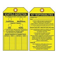 Accuform Signs TRS318PTP Accuform Signs 5 5/8\" X 3 3/8\" Yellow And Black RP-Plastic Two Sided Scaffold Status Tag \"Scaffold Insp
