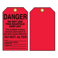 Accuform Signs TSS101PTP Accuform Signs 5 7/8" X 3 3/8" Red And Black RP-Plastic Scaffold Status Tag "Danger Do Not Use This Sca