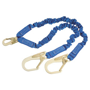 DBI Sala 1340161 PROTECTA 6' Double-Leg Shock-Absorbing Lanyard: (2) 2 1/4" Rebar Hooks (1) 3/4" Snap Hook