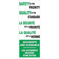 Safety Banners Accuform SBMBR633 \"Safety is the Priority Quality is the Standard\" Bilingual Safety Banner: 8\' x 28\"