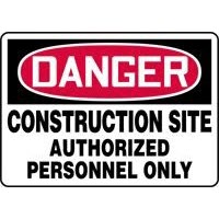 Construction Signs Danger Construction Site Authorized Personnel Only Signs Accuform MADM003VP Safety Signs
