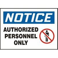 Notice Authorized Personnel Only Signs with Graphic Accuform MADM866VP Safety Signs