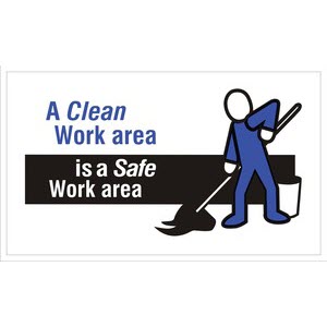 Safety Banners Accuform MBR400 \"A Clean Work Area is a Safe Work Area\" Safety Banner: 4\' x 28\"