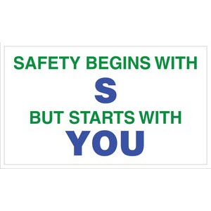 Safety Banners Accuform MBR402 "Safety Begins with S But Starts with You" Safety Banner: 4' x 28"