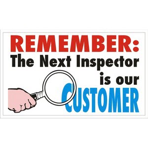 Safety Banners Accuform MBR408 "Remember: The Next Inspector is our Customer" Safety Banner: 4' x 28"