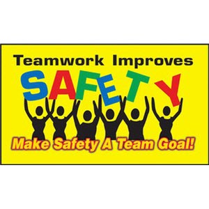 Safety Banners Accuform MBR424 \"Teamwork Improves Safety Make Safety a Team Goal\" Safety Banner: 4\' x 28\"