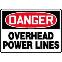 Electrical Signs Danger Overhead Power Lines Accuform MELC054VP Safety Signs
