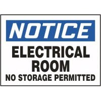 Electrical Signs Notice Electrical Room No Storage Permitted Accuform MELC804VP Safety Signs
