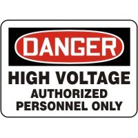 Electrical Signs Danger High Voltage Authorized Personnel Only Signs Accuform MELC138VP Safety Signs