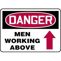 Danger Men Working Above Signs Accuform MCRT016VP Safety Signs