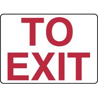 TO EXIT Signs Red Lettering/White Background Accuform MADM402VP Safety Signs