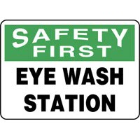 First Aid Signs Safety First Eye Wash Station Signs Accuform MFSD982VP Safety Signs