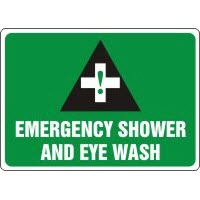 First Aid Signs Emergency Shower and Eye Wash Signs with Graphic Accuform MFSD986VP Safety Signs