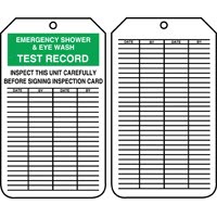 Accuform Signs MGT207PTP Accuform Signs 5 7/8\" X 3 1/8\" RV Plastic Record Tag \"Emergency Shower & Eye Wash Test Record Inspect T