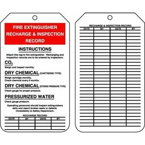 Accuform Signs MGT208PTP Accuform Signs 5 7/8\" X 3 1/8\" RV Plastic Fire Extinguisher Tag \"Fire Extinguisher Recharge & Inspectio