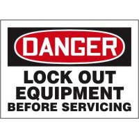Lockout/Tagout Signs Danger Lock Out Equipment Before Servicing Signs Accuform MLKT014VP Safety Signs