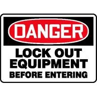 Lockout/Tagout Signs Danger Lock Out Equipment Before Entering Signs Accuform MLKT015VP Safety Signs