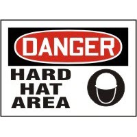 PPE Signs Danger Hard Hat Area Signs with Graphic Accuform MPPE064VP Safety Signs