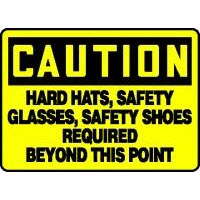 PPE Signs Caution Hard Hats Safety Glasses Safety Shoes Required Beyond This Point Signs Accuform MPPE722VP Safety Signs