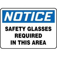 Accuform Signs MPPE854VS Accuform Signs 7\" X 10\" Blue, Black And White Adhesive Vinyl Value Personal Protection Sign \"Notice Saf