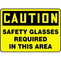 PPE Signs Caution Safety Glasses Required In This Area Signs Accuform MPPA617VP Safety Signs