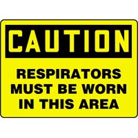PPE Signs Caution Respirators Must Be Worn In This Area Signs Accuform MPPA653VP Safety Signs