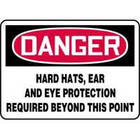 PPE Signs Danger Hard Hats Ear And Eye Protection Required Beyond This Point Signs Accuform MPPA036VP Safety Signs