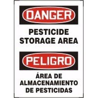Bilingual Signs Danger Pesticide Storage Area Signs - Peligro Area De Almacenamiento De Pesitcidas Accuform SBMCAW109VP Safety Signs