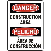 Bilingual Signs Danger Construction Area Signs - Peligro Area De Construccion Accuform SBMCRT106VP Safety Signs