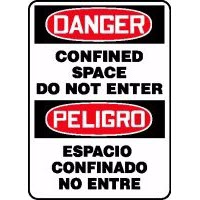 Bilingual Signs Danger Confined Space Do not Enter Signs - Peligro Espacio Confinado No Entre Accuform SBMCSP230VP Safety Signs
