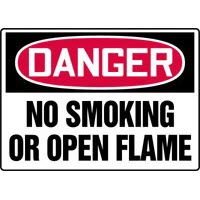 No Smoking Signs Danger No Smoking or Open Flame Signs Accuform MSMK050VP Safety Signs