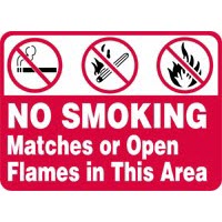 No Smoking Signs No Smoking Matches or Open Flames in This Area Signs Accuform MSMG505VP Safety Signs