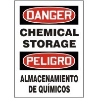 Bilingual Signs Danger Chemical Storage Signs - Peligro Almacenamiento De Quimicos Accuform SBMCHL192VP Safety Signs