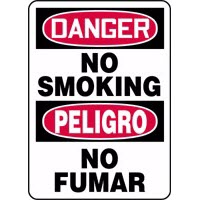 Bilingual Signs Danger No Smoking Signs - Peligro No Fumar Accuform SBMSMK133VP Safety Signs