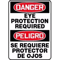 Bilingual Signs Danger Eye Protection Required Signs - Peligro Se Requiere Protector De Ojos Accuform SBMPPA105VP Safety Signs