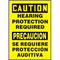 Bilingual Signs Caution Hearing Protection Required Signs Accuform SBMPPA630VP Safety Signs