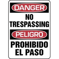 Bilingual Signs Danger No Trespassing Signs - Peligro Prohibido El Paso Accuform SBMADM076VP Safety Signs