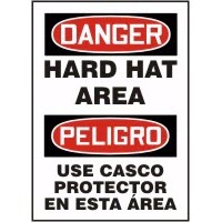 Bilingual Signs Danger Hard Hat Area Signs - Peligro Use Casco Protector En Esta Area Accuform SBMPPA006KVP Safety Signs